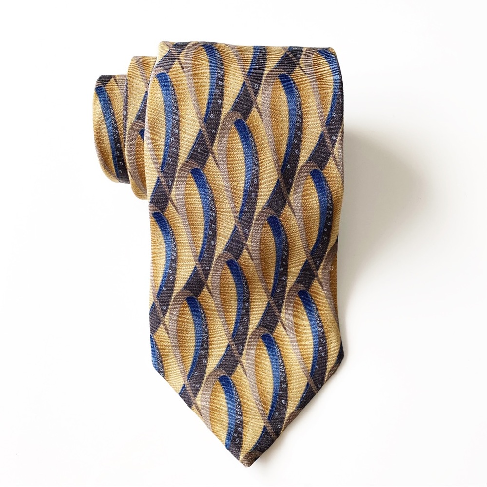 😊4/$20 Today’s Man Yellow Gold Abstract Silk Tie